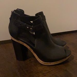 Ralph Lauren black leather and cork heels